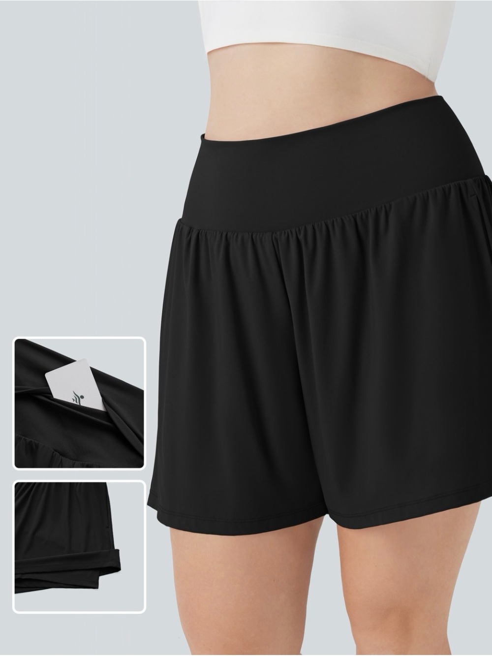 Halara SoftlyZero Airy Super High Waisted 2 in 1 Yoga Plus Size Shorts